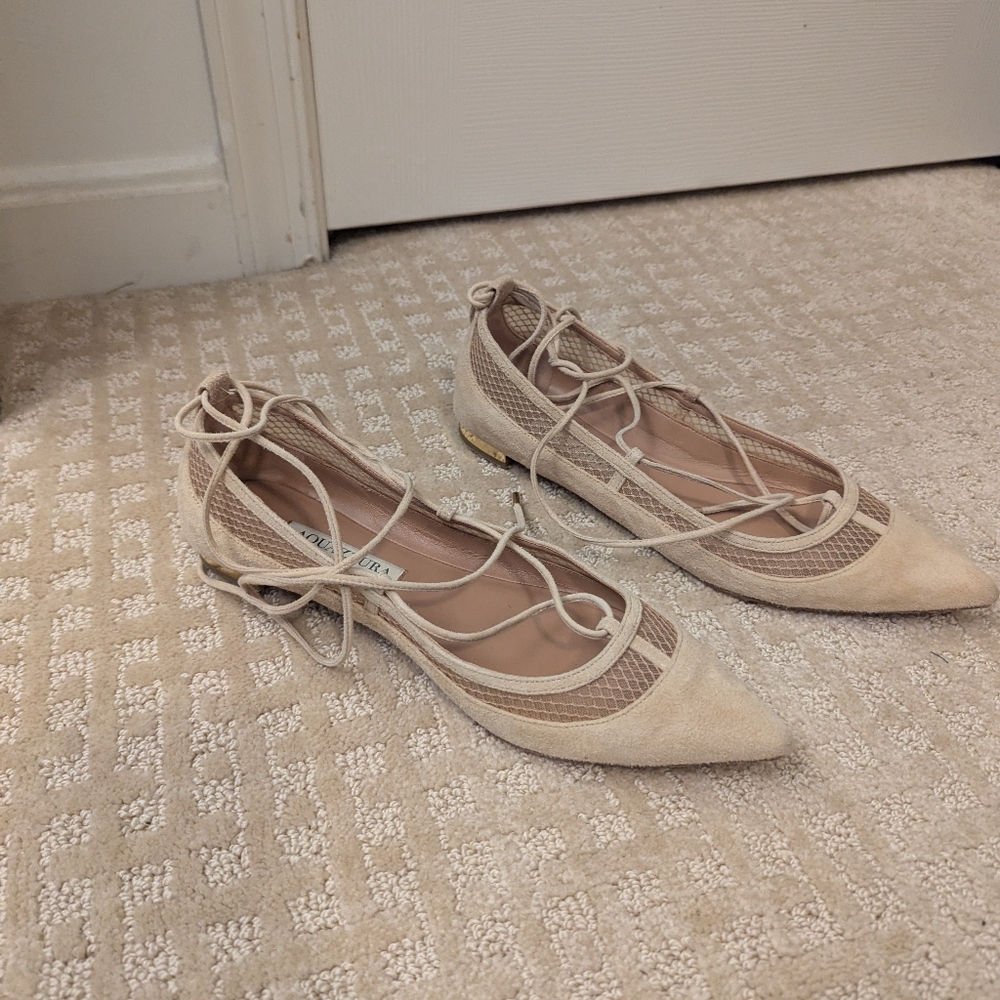 Aquazzura Lace Up Flats